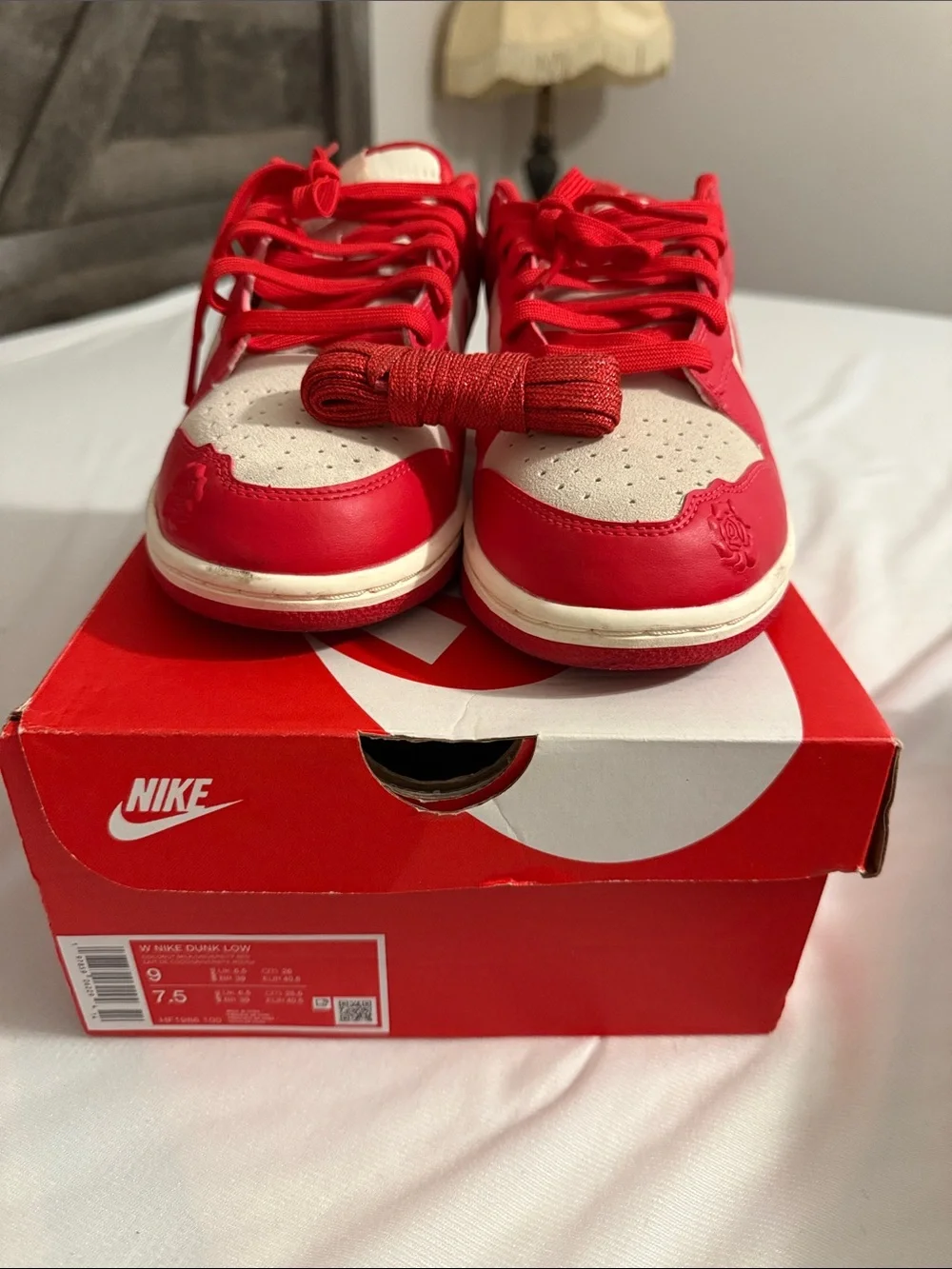 Nike Women’s Red and White Low-Top Sneakers